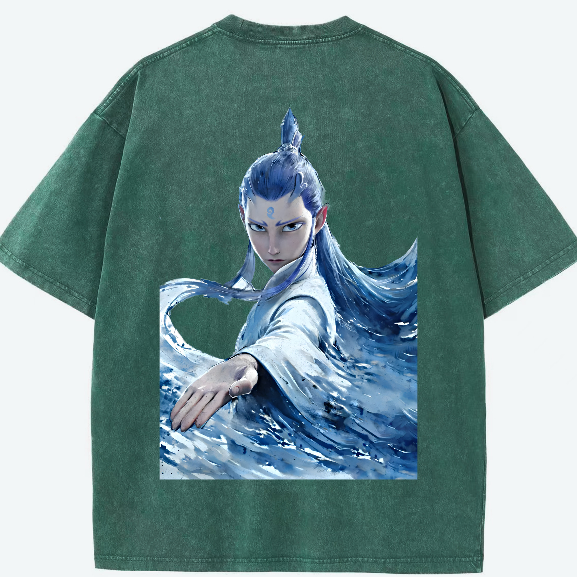 （画像用） Ne Zha 2 ナタ 魔童の大暴れ 綿100% ヴィンテージ風 半袖Tシャツ（背面プリント）